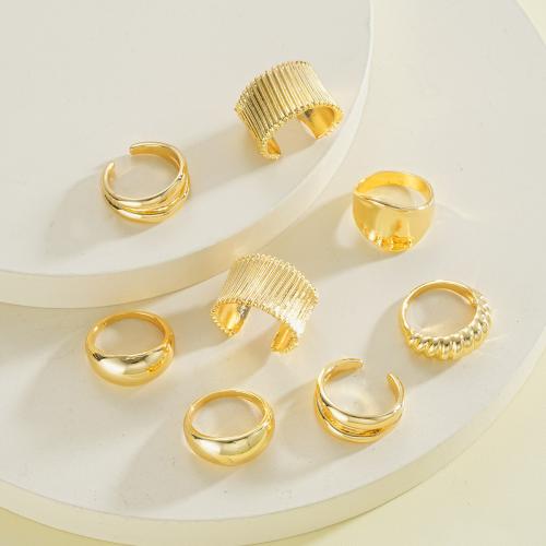 Zink-Legierungsring-Set, Zinklegierung, plattiert, 8 Stück & Modeschmuck & für Frau, goldfarben, verkauft von setzen