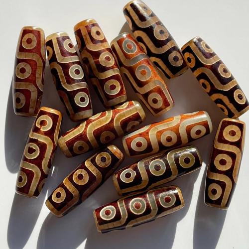 Natural Tibetan Agate Dzi Beads, Antique finish, DIY, 40x14mm, Sold By PC