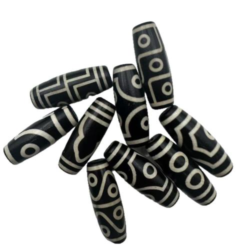 Natural Tibetan Agate Dzi Beads, DIY & different designs for choice, black, 40x14mm, Sold By PC