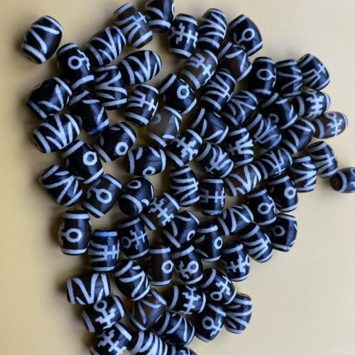 Natural Tibetan Agate Dzi Beads, DIY & different designs for choice, black, 10x14mm, Sold By PC