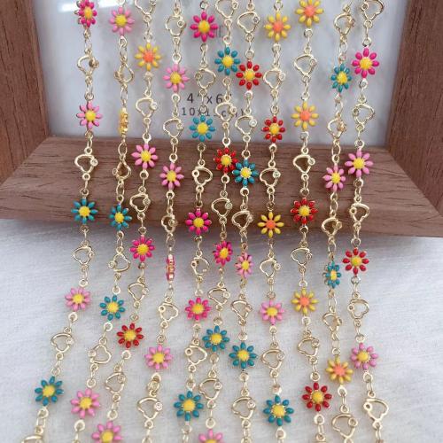 Decorative Beaded Chain, Brass, gold color plated, DIY & enamel, mixed colors, nickel, lead & cadmium free, 10m/Bag, Sold By Bag