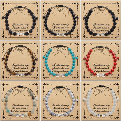 Gemstone Bracelet, with Polyester Cord & Tibetan Style, handmade, different styles for choice & for woman, Length:Approx 6.3-12.6 Inch, Sold By PC