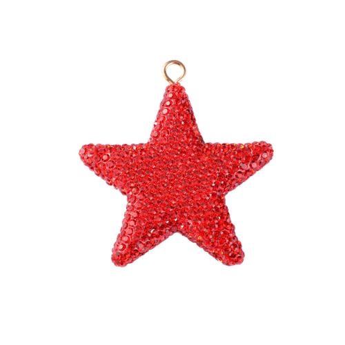 Rhinestone Pendant, Clay, with Rhinestone & Tibetan Style, Star, DIY, more colors for choice, nickel, lead & cadmium free, 50mm, 10PCs/Bag, Sold By Bag