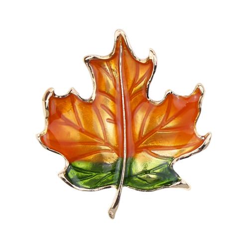 Enamel Brooch, Tibetan Style, Maple Leaf, gold color plated, for woman, nickel, lead & cadmium free, 40x45mm, Sold By PC