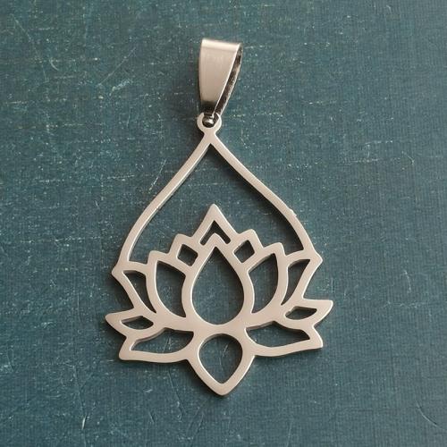 Titanium Steel Pendants, Flower, plated, DIY, more colors for choice, 24x34mm, Sold By PC