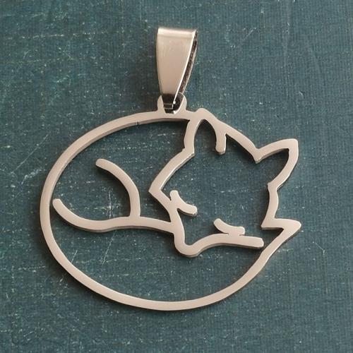 Titanium Steel Pendants, Fox, silver color plated, DIY, 30x27mm, Sold By PC