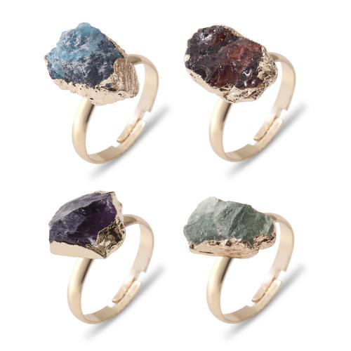 Natural Gemstone Finger Ring, Brass, with Natural Stone, irregular, gold color plated, different materials for choice & for woman, more colors for choice, nickel, lead & cadmium free, inner diameter:17~20mm, Sold By PC