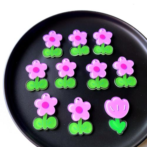 Acrylic Pendants, Flower, DIY, 100PCs/Bag, Sold By Bag