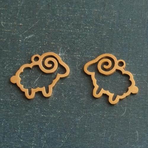 Titanium Steel Pendants, Sheep, plated, DIY, more colors for choice, nickel, lead & cadmium free, 15x13mm, Sold By PC