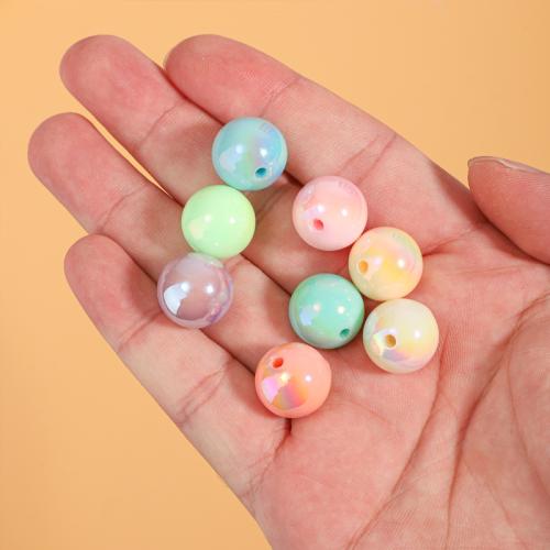 Plated Acrylic Beads, Round, DIY, more colors for choice, 16x16mm, 100PCs/Bag, Sold By Bag