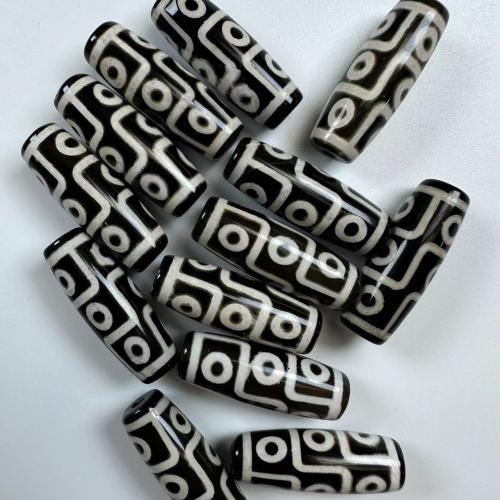 Natural Tibetan Agate Dzi Beads, DIY & different designs for choice, black, 30x10mm, Sold By PC