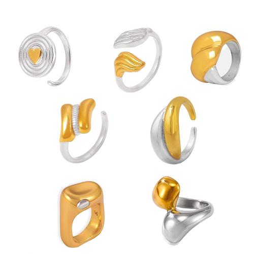 Stainless Steel Finger Ring, 304 Stainless Steel, plated, different size for choice & different styles for choice & for woman & two tone, Sold By PC