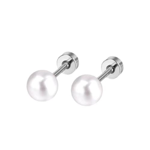 Stainless Steel Stud Earrings, 304 Stainless Steel, with Plastic Pearl, plated, fashion jewelry & different size for choice & for woman, more colors for choice, Sold By PC