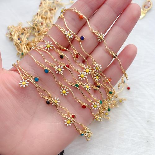 Decorative Beaded Chain, Brass, Vacuum Ion Plating, DIY & enamel, mixed colors, nickel, lead & cadmium free, 10m/Bag, Sold By Bag