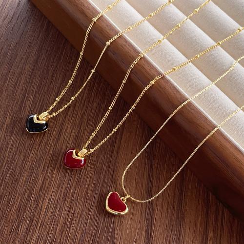 Brass Jewelry Set, Stud Earring & necklace, Vacuum Ion Plating, for woman & enamel, more colors for choice, nickel, lead & cadmium free, Sold By PC