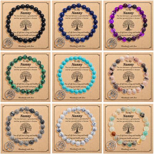 Gemstone Bracelet, with Elastic Thread & Tibetan Style, Tree, handmade, Unisex & different styles for choice, Inner Diameter:Approx 60mm, Sold By PC