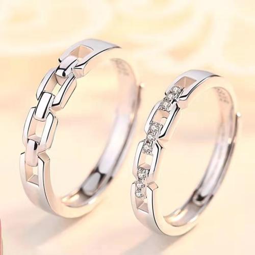 925 Sterling Silver Couple Ring, Geometrical Pattern, different styles for choice & for couple & with rhinestone, US Ring Size:6-10, Sold By PC