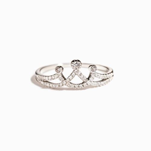 925 Sterling Silber Manschette Fingerring, Krone, für Frau & mit Strass, keine, Größe:6-8, verkauft von PC