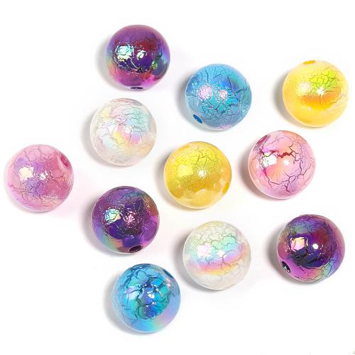 Plated Acrylic Beads, Round, DIY, mixed colors, 16mm, Hole:Approx 2.9mm, Approx 100PCs/Bag, Sold By Bag