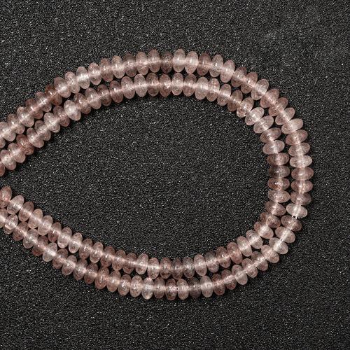 Natural Quartz Jewelry Beads, Strawberry Quartz, Flat Round, DIY, pink, 2x4mm, Sold Per Approx 38 cm Strand