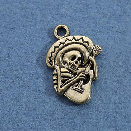 Tibetan Style Skull Pendants, antique bronze color plated, DIY, nickel, lead & cadmium free, 13x22mm, Approx 100PCs/Bag, Sold By Bag