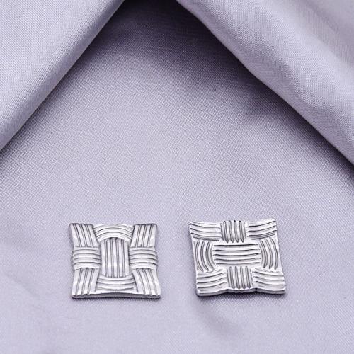 Stainless Steel Earring Stud Component, 304 Stainless Steel, silver color plated, DIY, silver color, 17.30x17.50mm, 100PCs/Bag, Sold By Bag