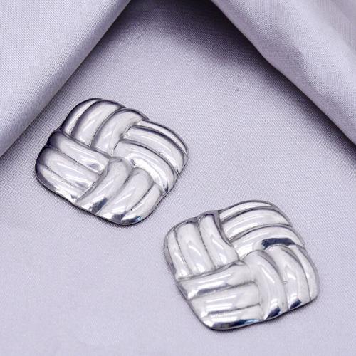 Stainless Steel Earring Stud Component, 304 Stainless Steel, silver color plated, DIY, silver color, 27.50x27.50mm, 100PCs/Bag, Sold By Bag