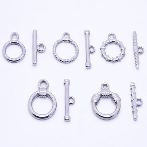 Stainless Steel Toggle Clasp, 304 Stainless Steel, silver color plated, DIY & different designs for choice, silver color, 100Pairs/Bag, Sold By Bag