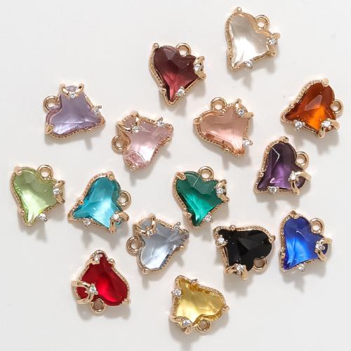 Cubic Zirconia Brass Pendants, Heart, gold color plated, DIY & micro pave cubic zirconia, more colors for choice, nickel, lead & cadmium free, 10x10mm, 50PCs/Bag, Sold By Bag