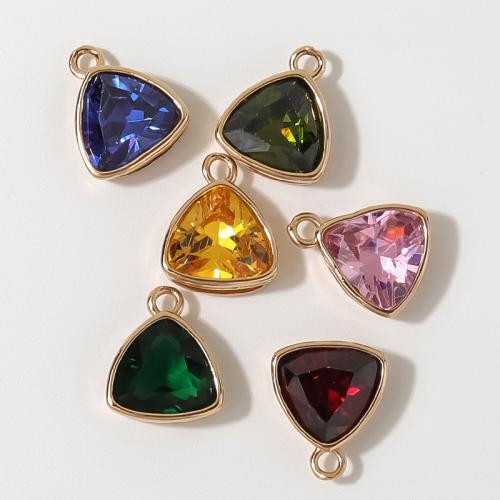 Crystal Pendants, Brass, with Crystal, gold color plated, DIY, more colors for choice, nickel, lead & cadmium free, 11x14mm, 50PCs/Bag, Sold By Bag