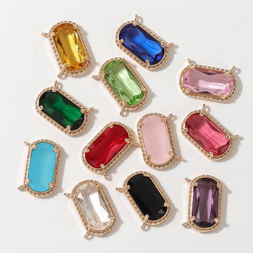 Conector de Micro Pavé de Zirconía Cúbica en Latón, metal, chapado en color dorado, Bricolaje & micro arcilla de zirconia cúbica, más colores para la opción, libre de níquel, plomo & cadmio, 17x10mm, 50PCs/Bolsa, Vendido por Bolsa