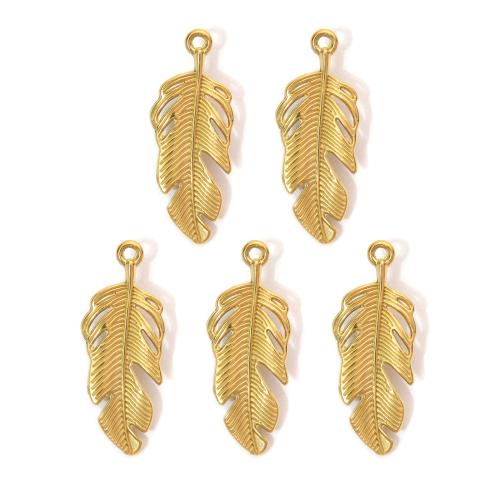 Bijoux pendentifs en acier inoxydable , Acier inoxydable 304, feuille, Placage, DIY, plus de couleurs à choisir, 14x34mm, 10PC/sac, Vendu par sac