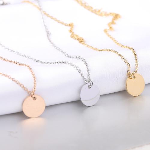 Titanium Steel Necklace, with 2inch extender chain, Flat Round, plated, different styles for choice & for woman, Length:Approx 18.5 Inch, Sold By PC