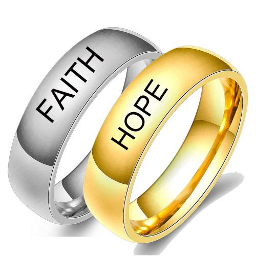 Titanium Steel Finger Ring, plated, different size for choice & different styles for choice & with letter pattern & for woman, US Ring Size:6-12, Sold By PC