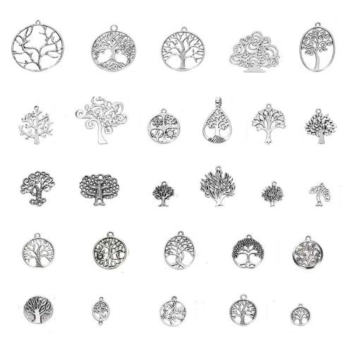 Подвески из цинкового сплава, цинковый сплав, Древо жизни, плакированный цветом под старое серебро, DIY, не содержит никель, свинец, 27ПК/сумка, продается сумка