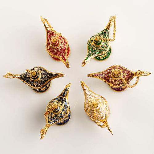 Fashion Decoration, Tibetan Style, Lamp of Aladdin, gold color plated, for home and office & enamel, more colors for choice, nickel, lead & cadmium free, 44.50x69.50mm, Sold By PC