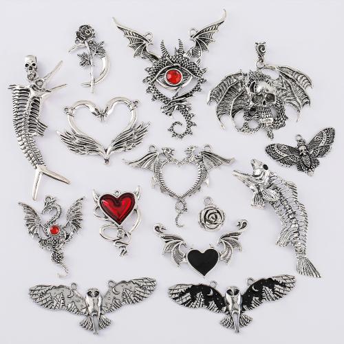 Pendentifs en alliage de zinc, Plaqué de couleur d'argent, DIY & styles différents pour le choix & émail & avec strass, plus de couleurs à choisir, protéger l'environnement, sans nickel, plomb et cadmium, Environ 100PC/sac, Vendu par sac