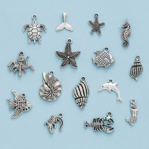 Pendentifs animaux en alliage de zinc, Plaqué de couleur d'argent, Forme différente pour le choix & DIY, plus de couleurs à choisir, protéger l'environnement, sans nickel, plomb et cadmium, Environ 100PC/sac, Vendu par sac