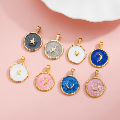 Tibetan Style Enamel Pendants, gold color plated, DIY, more colors for choice, nickel, lead & cadmium free, 17x25mm, Approx 100PCs/Bag, Sold By Bag