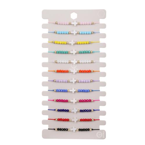 Bijoux bracelets de mode, Cordon de noeud, avec coquille, fait à la main, 12 pièces & Réglable & bijoux de mode & unisexe, couleurs mélangées, Longueur:Environ 18-26 cm, Vendu par fixé