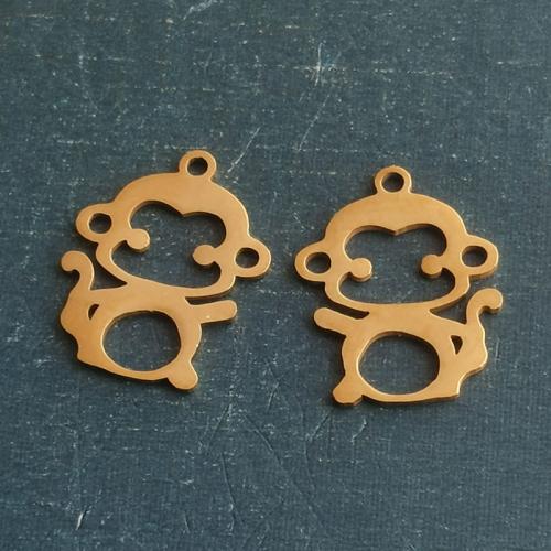 Titanium Steel Pendants, Monkey, plated, DIY, more colors for choice, 15x18mm, 10PCs/Bag, Sold By Bag