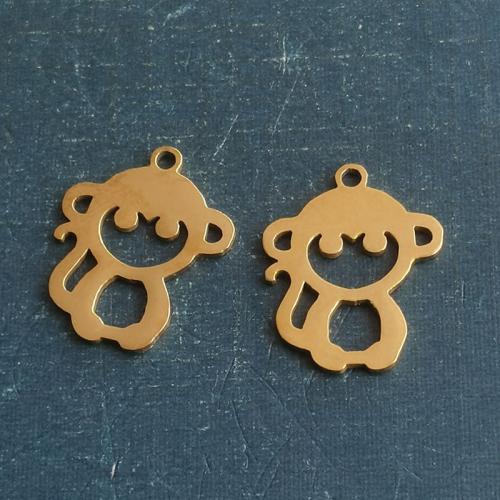 Titanium Steel Pendants, Monkey, plated, DIY, more colors for choice, 15x18mm, 10PCs/Bag, Sold By Bag