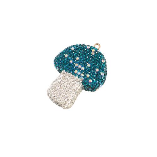 Rhinestone Pendant, Clay, mushroom, DIY & with rhinestone, more colors for choice, 30x45mm, 10PCs/Bag, Sold By Bag