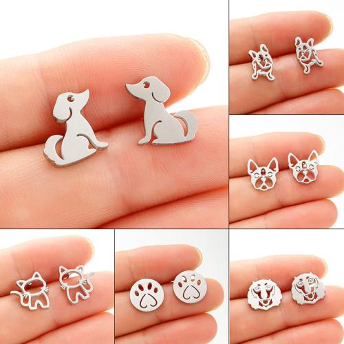 Stainless Steel Stud Earrings, 304 Stainless Steel, plated, different styles for choice & for woman & hollow, more colors for choice, Sold By Pair