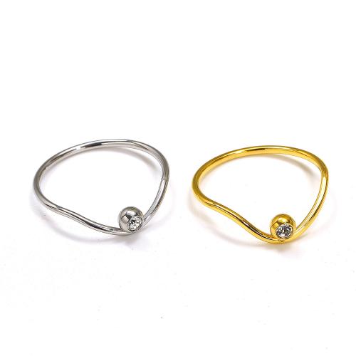 Rhinestone Stainless Steel Finger Ring, 304 Stainless Steel, Vacuum Ion Plating, different size for choice & for woman & with rhinestone, more colors for choice, Sold By PC