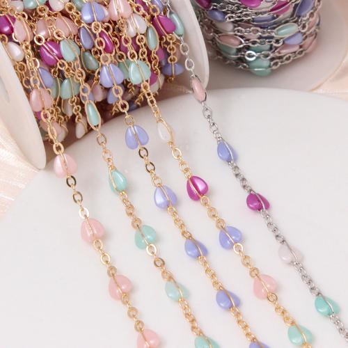 Decorative Beaded Chain, Brass, with Acrylic, Vacuum Ion Plating, DIY, more colors for choice, nickel, lead & cadmium free, Sold By m