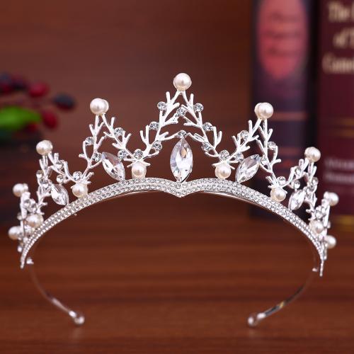 Bridal Tiaras, Tibetan Style, with Plastic Pearl, plated, for woman & with rhinestone, 55x300mm, Sold By PC