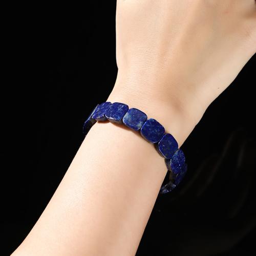 Lapis Lazuli Bracelet, Square, handmade, natural & folk style & Unisex, beads length 12mm, Length:Approx 6.5-7 Inch, Sold By PC