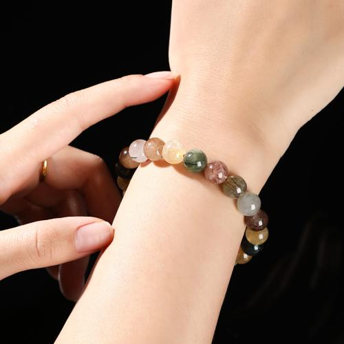 Rutilated Quartz Bracelet, Round, handmade, natural & folk style & Unisex & different size for choice, multi-colored, Grade AAAA, Length:Approx 6-7.5 Inch, Sold By PC