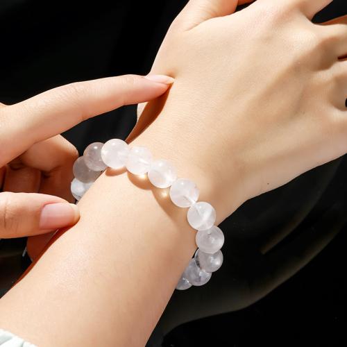 quartz fantôme bracelet, Rond, fait à la main, naturel & unisexe & normes différentes pour le choix, blanc, année AAAAA, Longueur:Environ 6-7.5 pouce, Vendu par PC